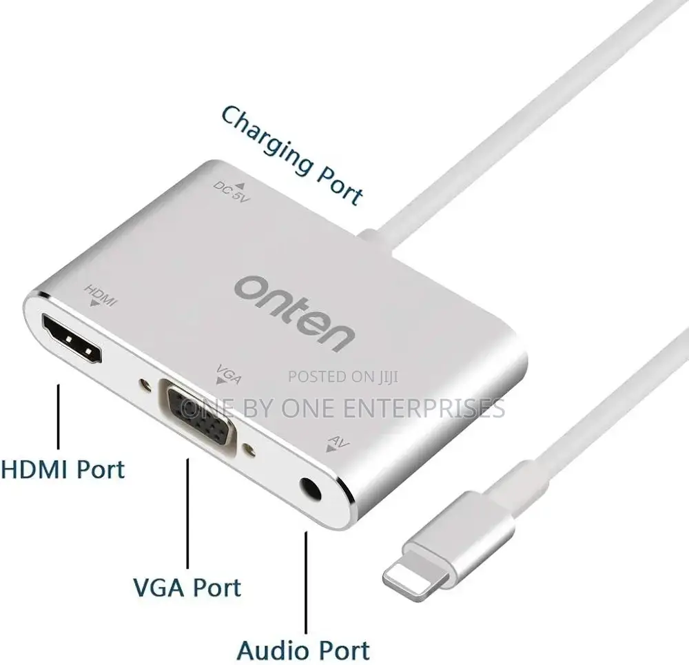 Onten iPhone To HDMI Adapter, 1080P AV Adapter, HDMI VGA