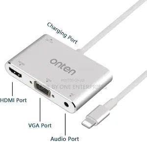 Onten iPhone To HDMI Adapter, 1080P AV Adapter, HDMI VGA