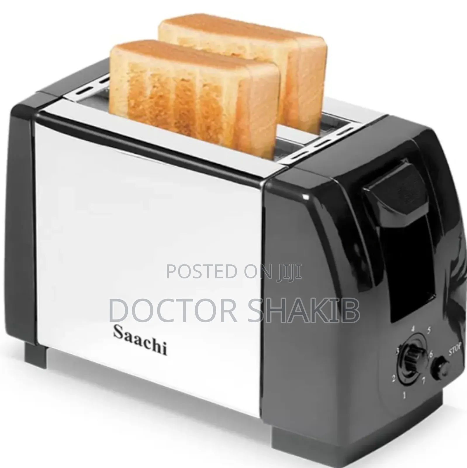 Saachi 2 Slice Electric Bread Toaster-Silver, Black