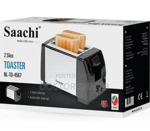 Saachi 2 Slice Electric Bread Toaster-Silver, Black