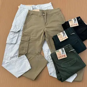 Classic Kaki Cargo Pants. Regular Fit Trousers
