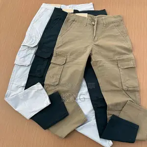 Classic Kaki Cargo Pants. Regular Fit Trousers