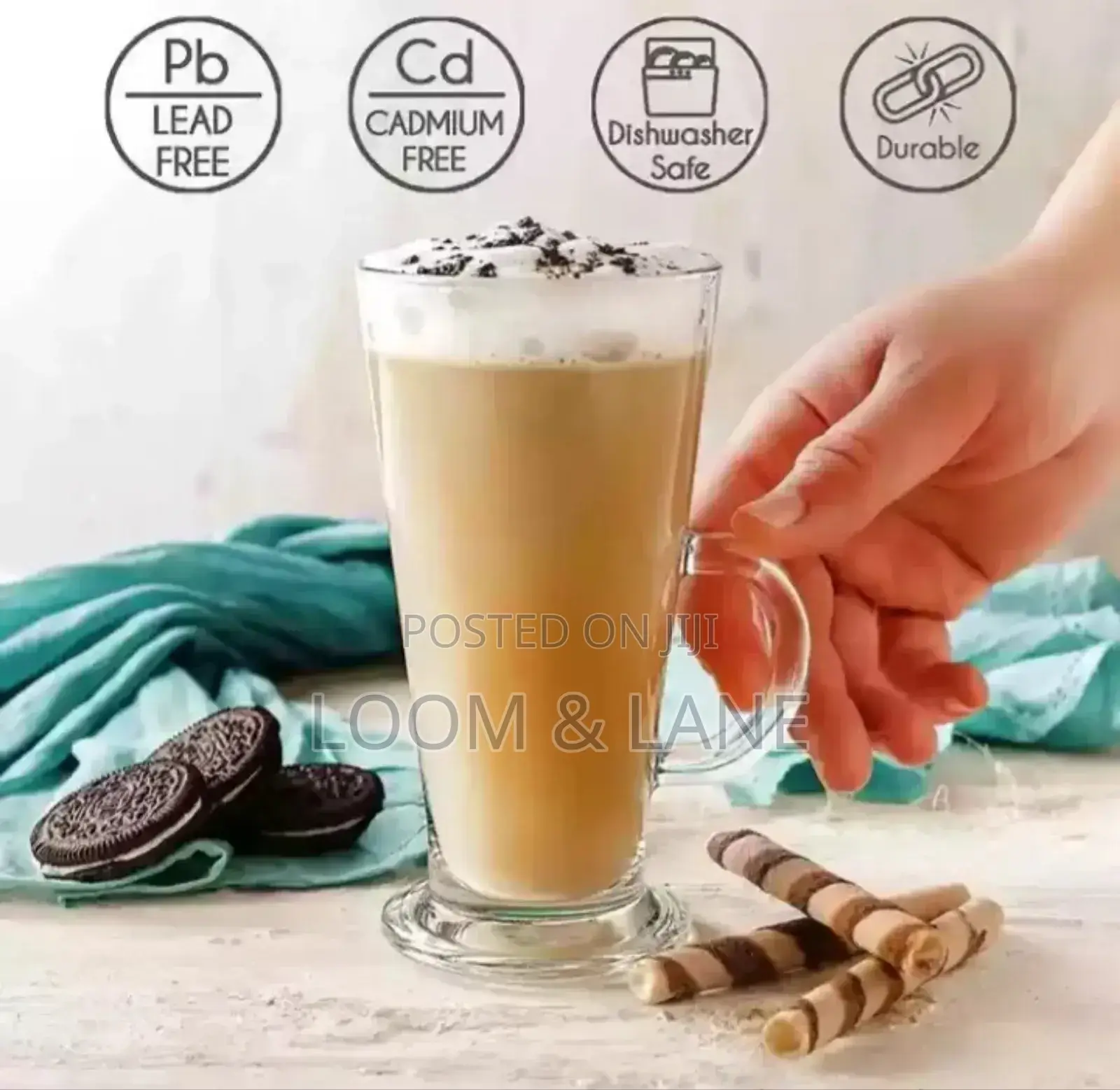 12pcs Tall Latte Coffee Glasses With Handle