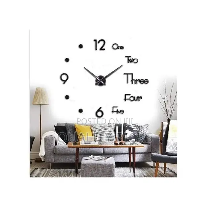 50*45CM 3D DIY Silent Sticker Wall Clock for Home