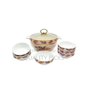 7 Piece Ceramic Palm Design Fruit Set