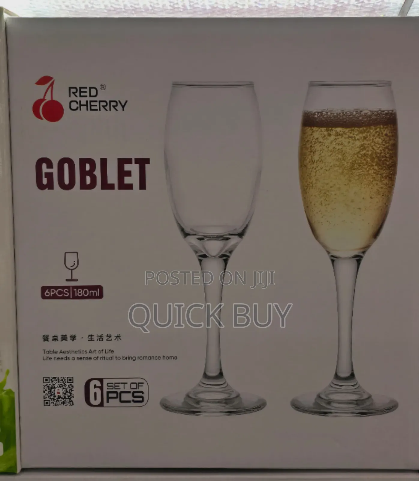 Classic Sparkling Red Cherry Wine Glasses 6pcs