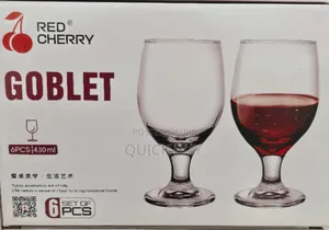 Elegant Stylish Red Cherry Goblet Clear Wine Glasses 6pcs