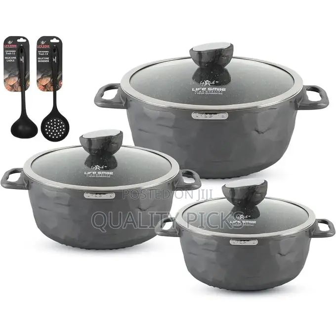 Life Smile 8 Pieces Cookware Set Induction Base Pot Set
