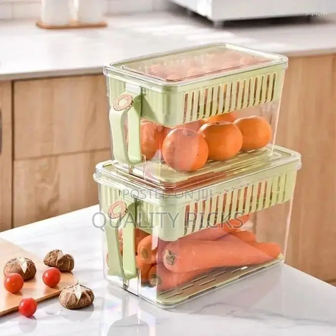 2 Pieces of Storage Bottles Plastic Kitchen Vegetable Box