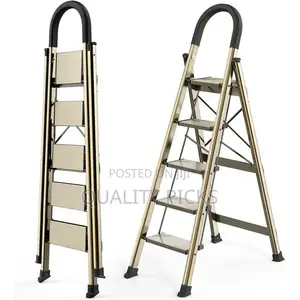 5 Step Ladder, Folding Step Stool With Anti-Slip Wide