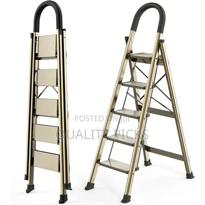 5 Step Ladder, Folding Step Stool With Anti-Slip Wide