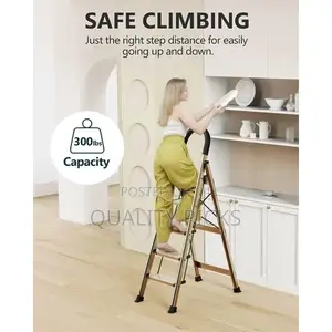 5 Step Ladder, Folding Step Stool With Anti-Slip Wide