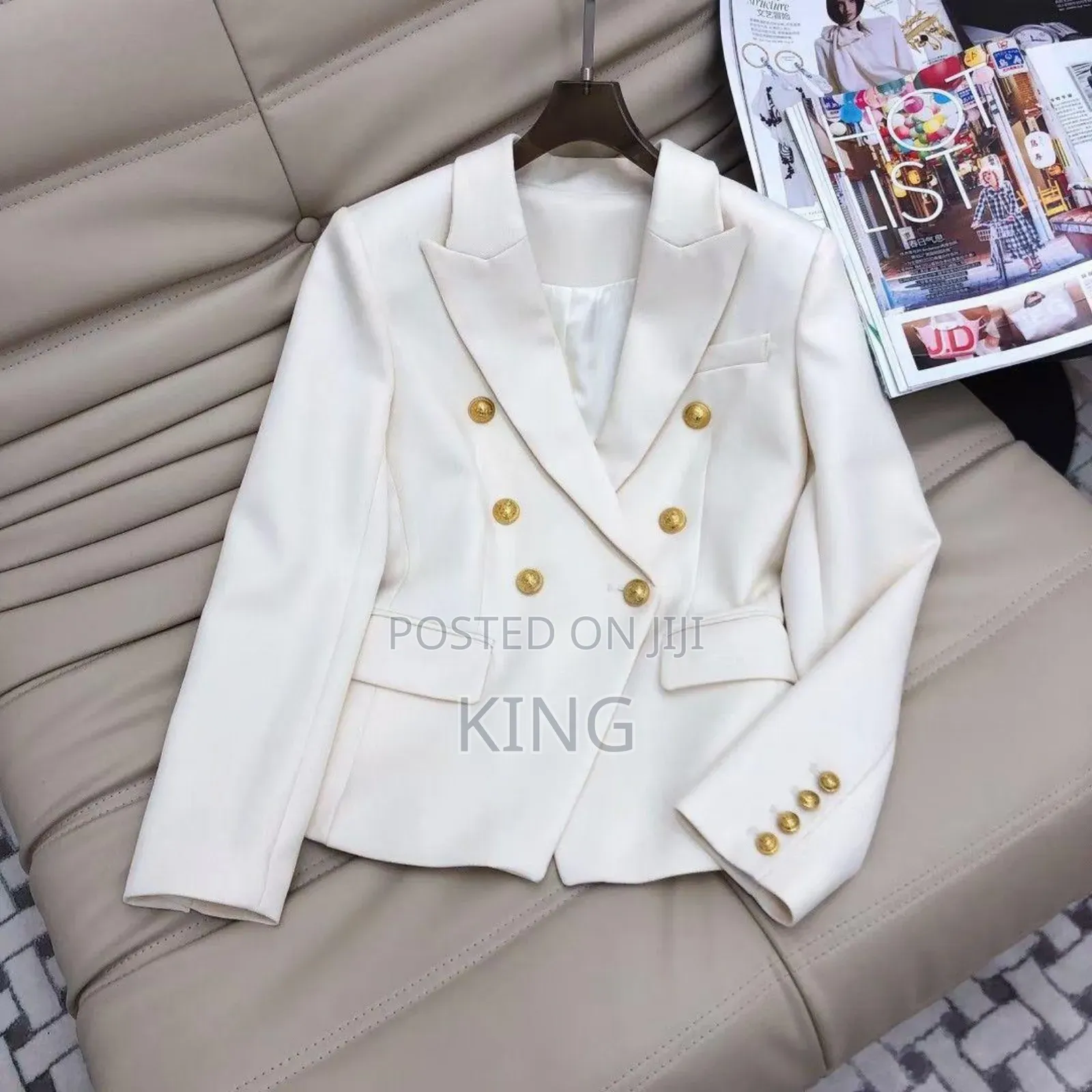 Women's Balmain Blazer Gold Buttons Cream