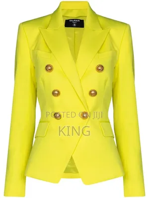 Lemon Yellow Gold Button Balmain Blazer