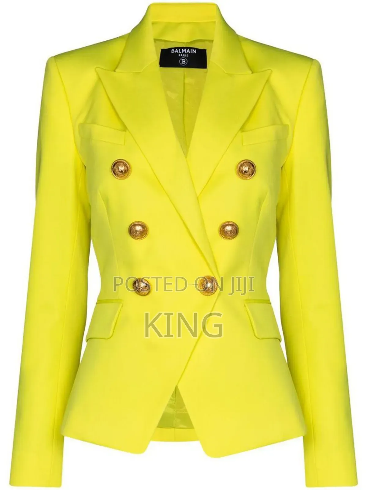Lemon Yellow Gold Button Balmain Blazer
