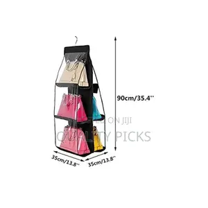 6 Pockets Hanging Handbag Purse Organizer Wardrobe,Black