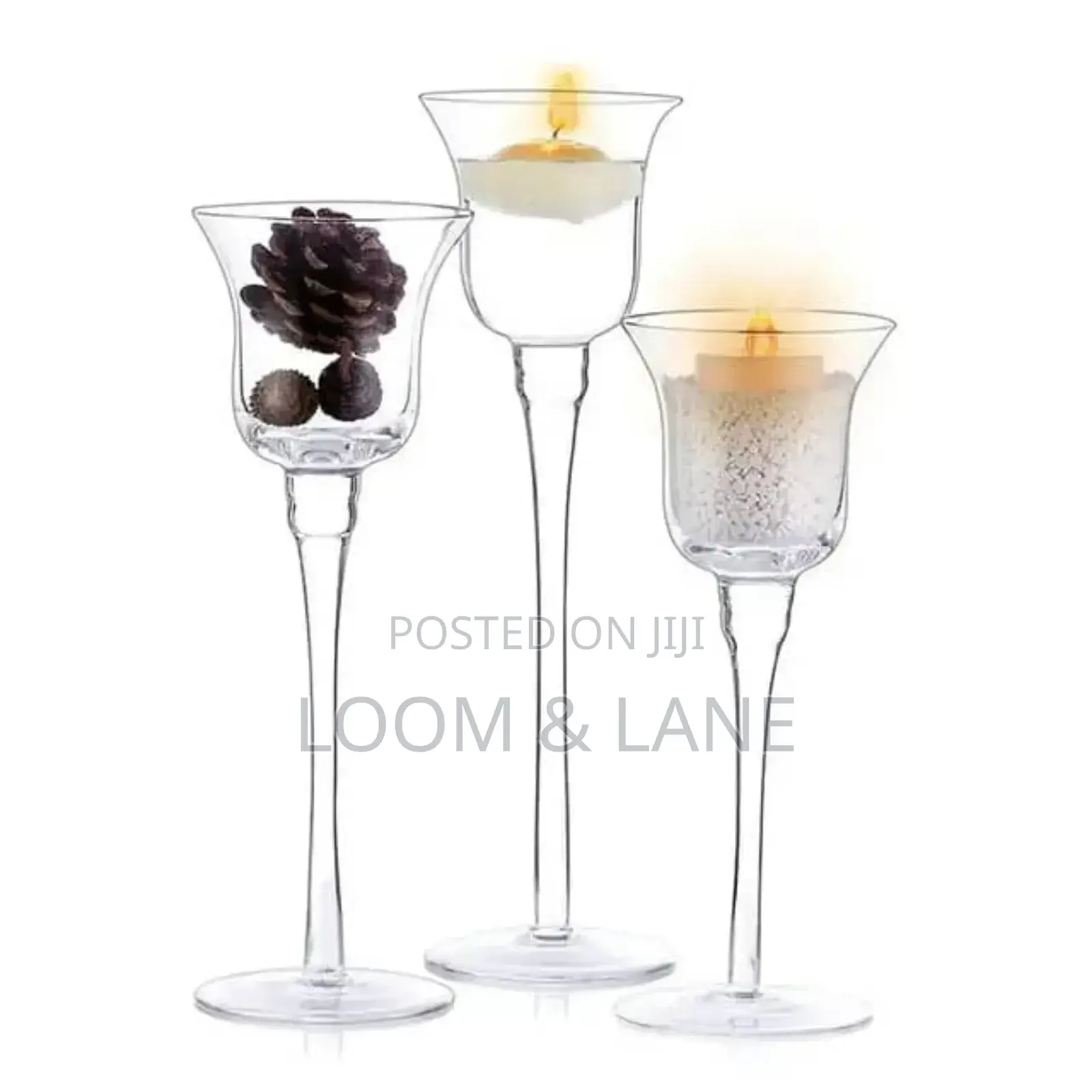 Crystal Long Stem Candle Light Holder Set(12pcs)
