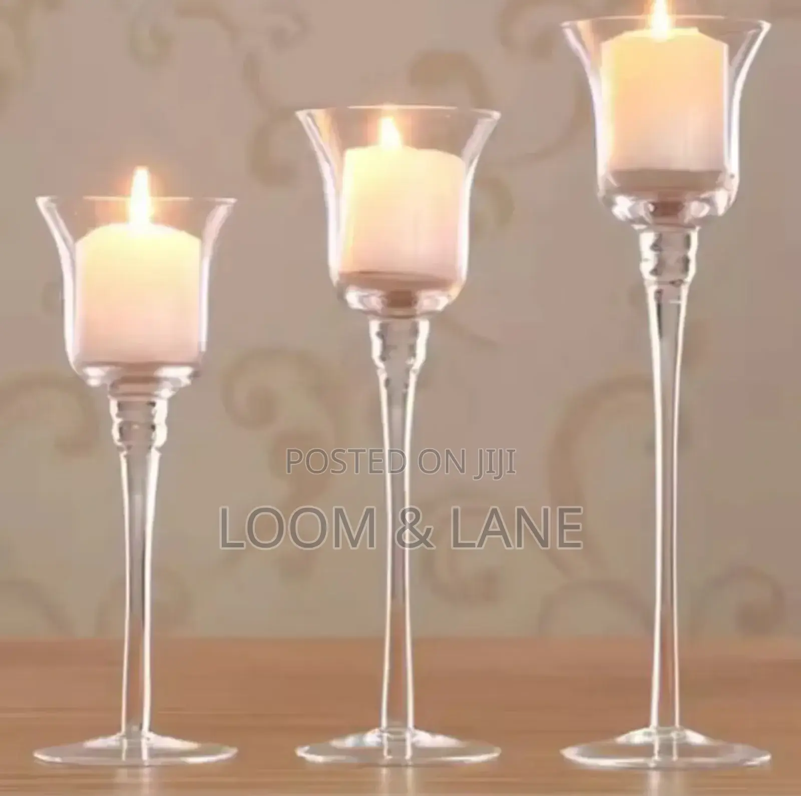 Crystal Long Stem Candle Light Holder Set(12pcs)