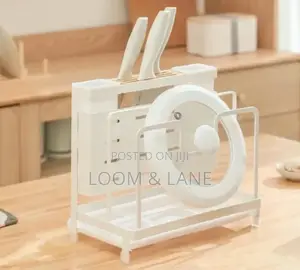 White Kitchen Utensils and Cuterly Rack