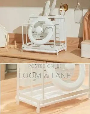White Kitchen Utensils and Cuterly Rack