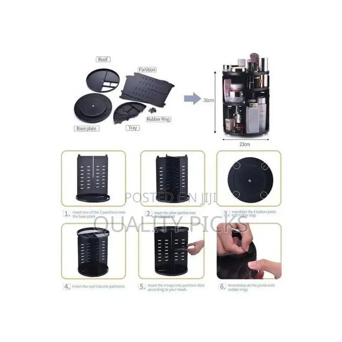 Rotating Adjustable Acrylic Cosmetic Jewelry Organizer
