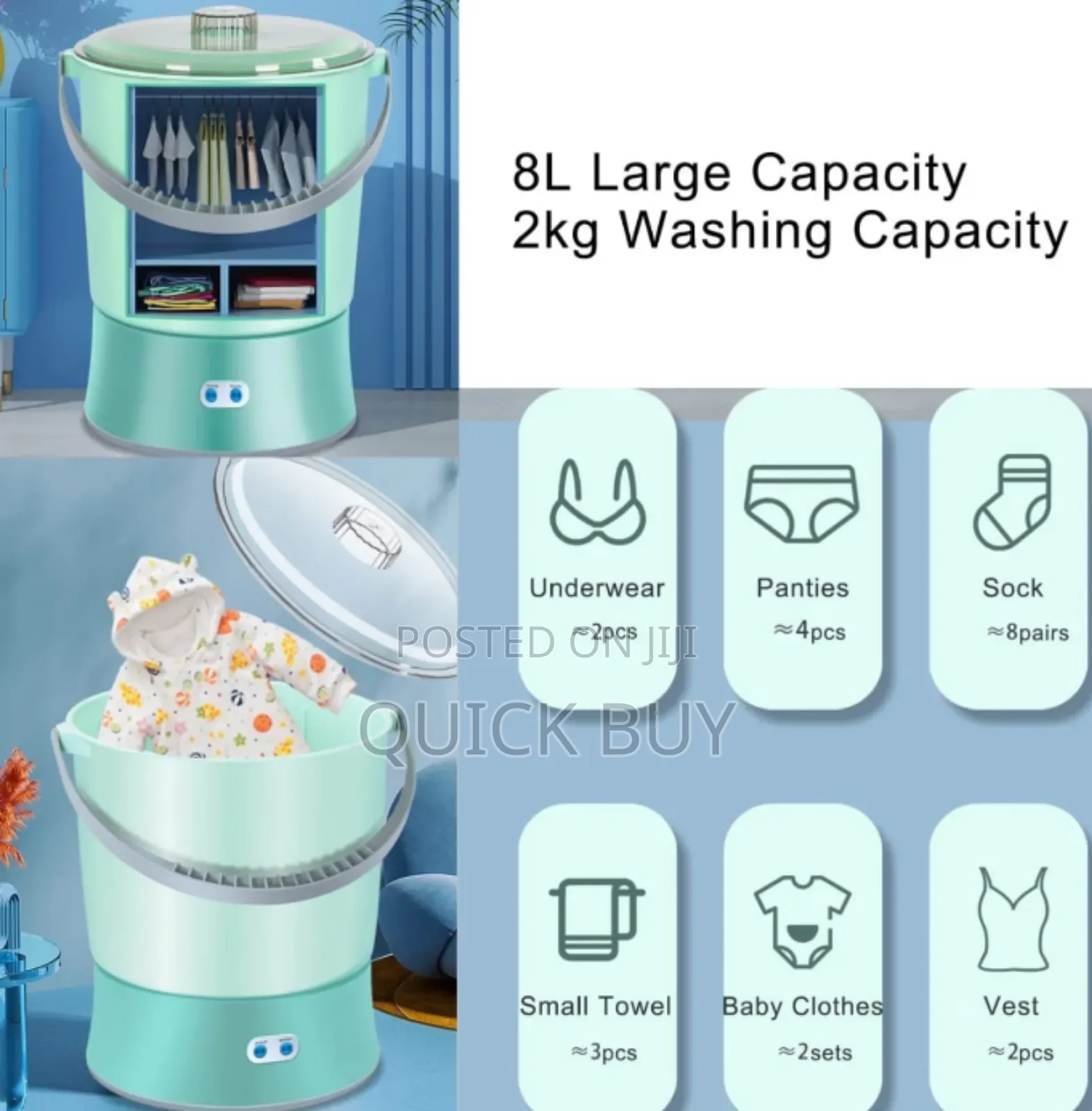 Compact Portable Heavy Duty Washing Machine 8L Capacity
