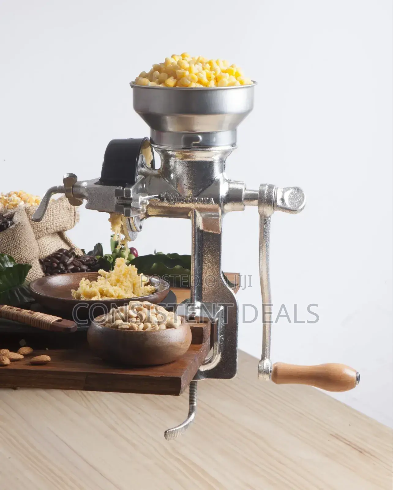 Traditional Grain Mill Cast Iron Tinned Grain Grinder
