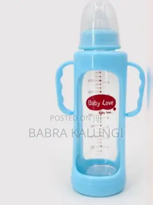 280ml Milk Glass Baby Feeding Bottle – Blue