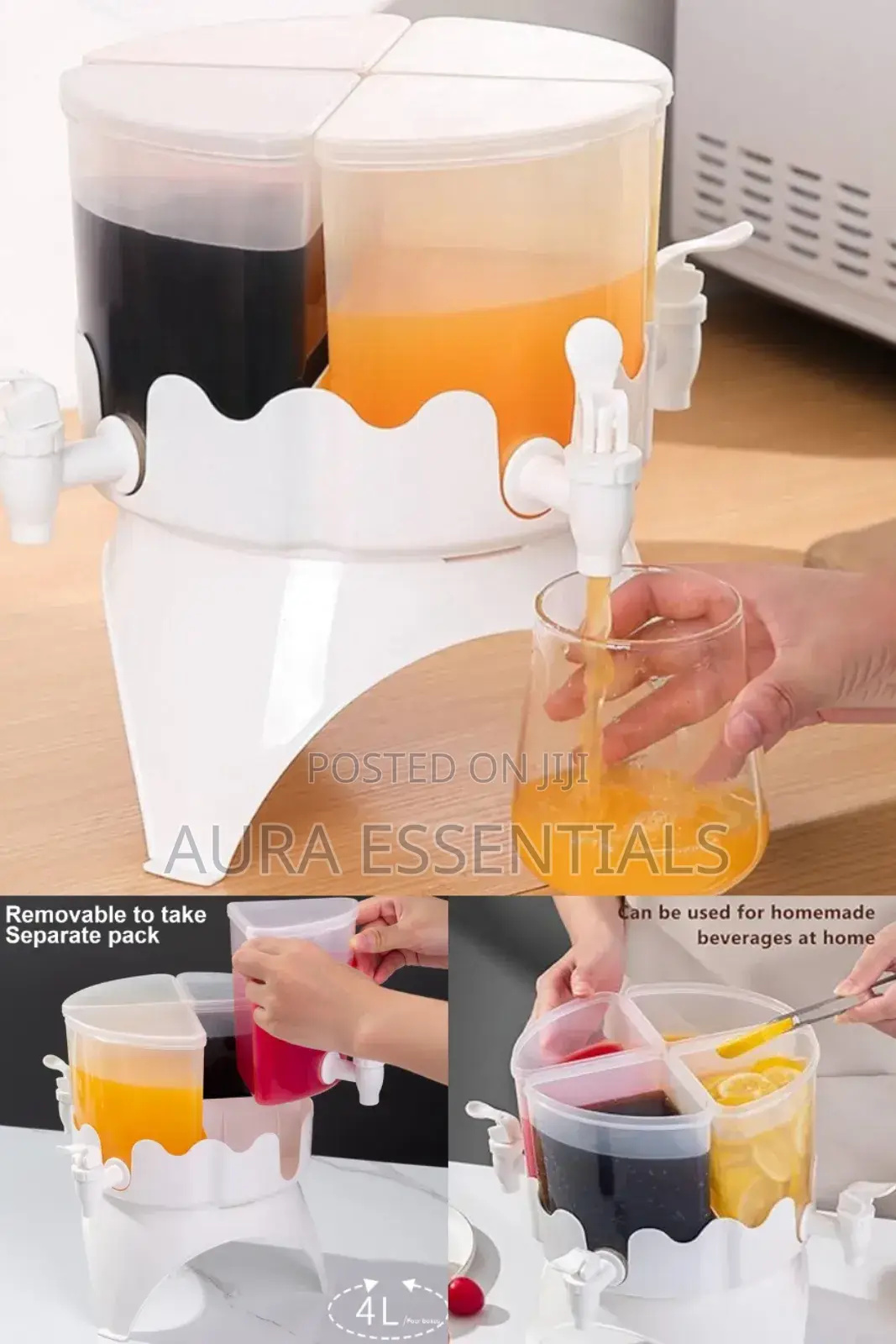 Four Grid Party Beverage Dispenser With Rotating Base
