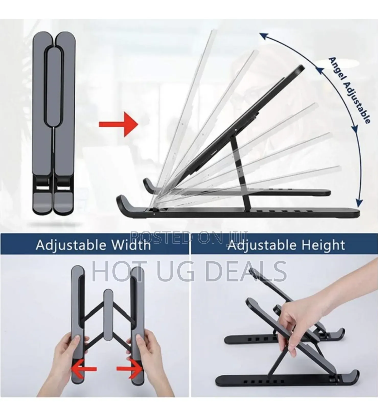 Foldable Adjustable Stand Holder For Laptop - Black
