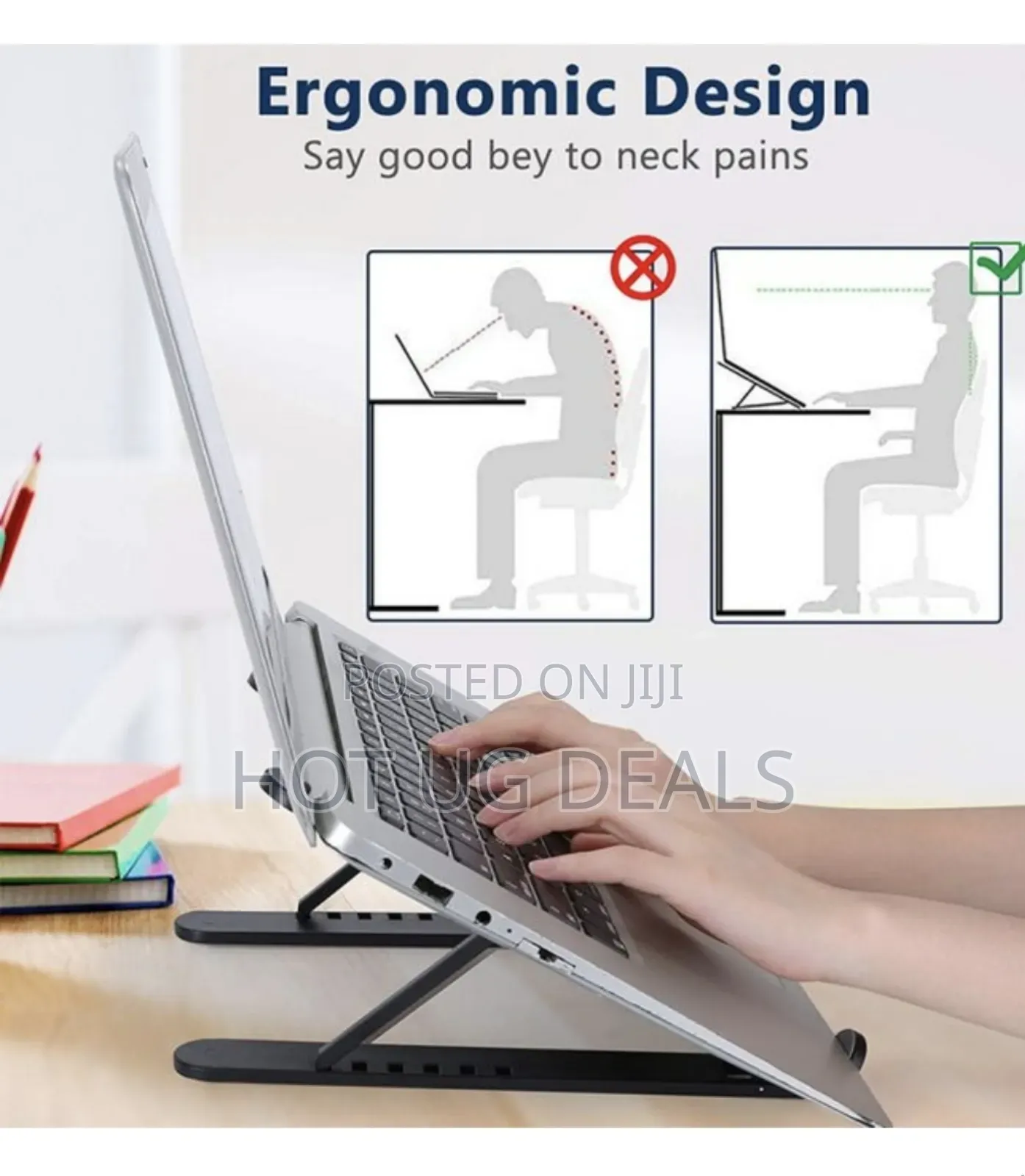 Foldable Adjustable Stand Holder For Laptop - Black
