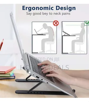 Foldable Adjustable Stand Holder For Laptop - Black