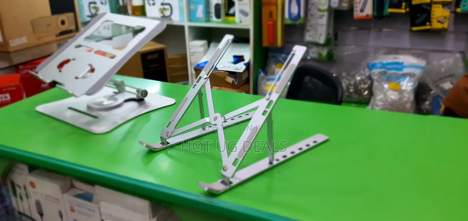 Aluminum Foldable Adjustable Height Laptop Stand - Silver