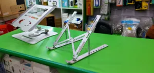 Aluminum Foldable Adjustable Height Laptop Stand - Silver