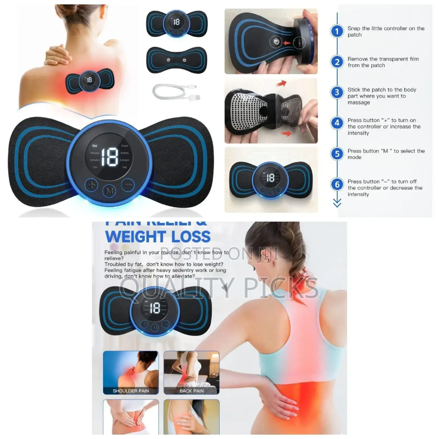 Body Massager,Wireless Portable Neck Massager With 8 Modes