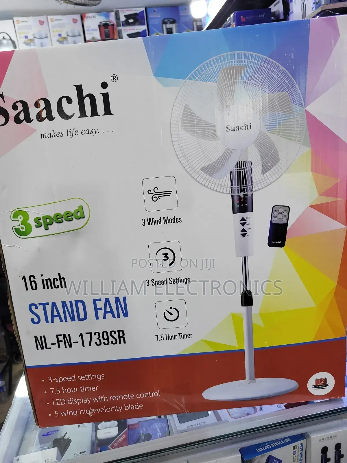 7.5 Hour Timer Remote Control Stand Fan/Saachi Stand Fan
