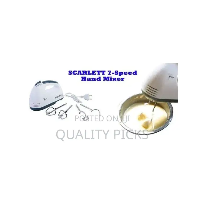 Scarlett 7-Speed Electric Hand Mixer, Egg Beater,White.