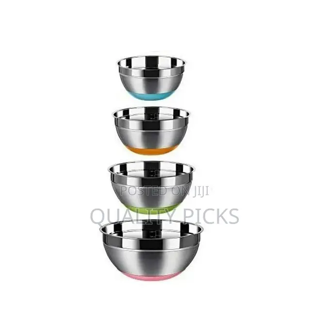 4pc Kitchen Steel Mixing Bowls for Baking Cooking Salad
