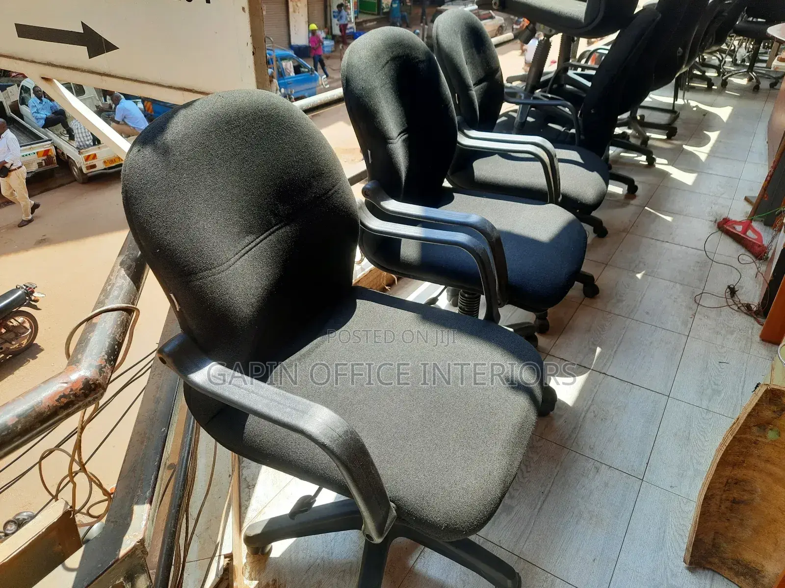 Second Hand Short Back Chairs, Fabric and Adjustable