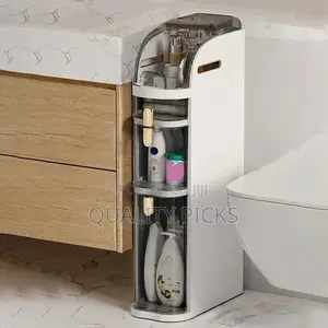 3 Tier Shower Floor Storage Cabinet 7in Narrow Corner