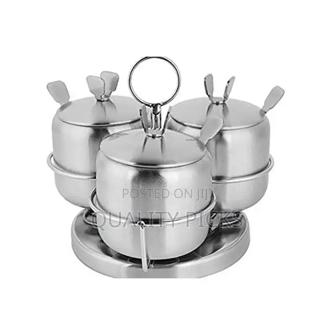 3 Piece Stainless Steel Spice Sugar Bowl Canister Set-