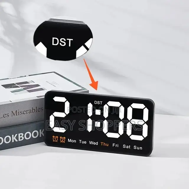 Date Table Clock Wall-Mounted Dual Alarms Digital