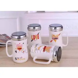1 Piece of Unique Love Mug With Mirror Lid Ceramic Tea Mug
