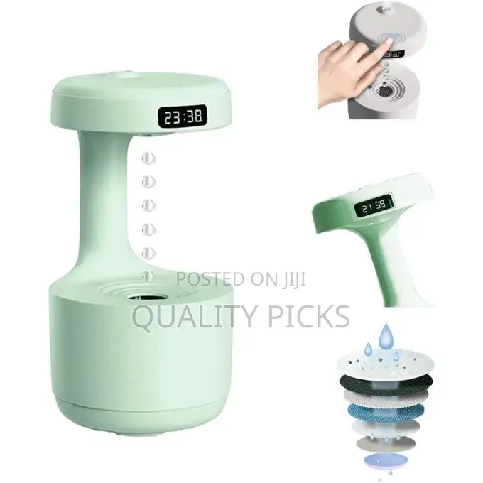 Anti-Gravity Humidifier With Clock Water Drop Aroma Diffuser