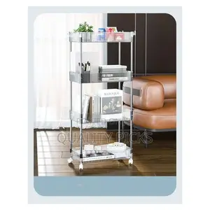 1pc Rectangle Acrylic Clear 4 Tier Utility Cart