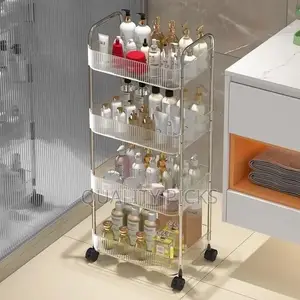 1pc Rectangle Acrylic Clear 4 Tier Utility Cart