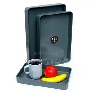 Set of 3 Plastic Serving Trays Nesting Trays