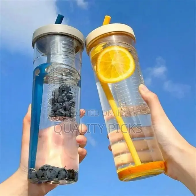 1 Piece of Folding Straw Cup With Lid Transparent