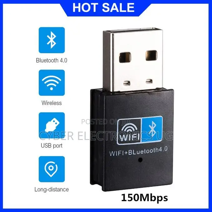 2 in 1 Wifi and Bluetooth Adapter Dongle High Speed for Pc