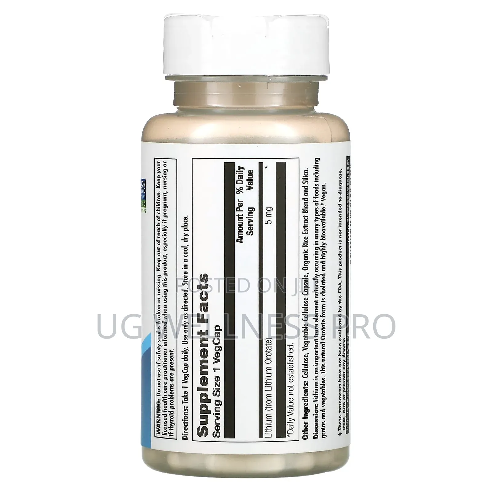 KAL, Lithium Orotate, 5 Mg, 60 Vegcaps for Brain Support